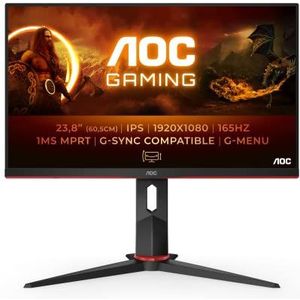 AOC Gaming 24G2SP - 24 inch FHD Monitor, 165 Hz, 1 ms, FreeSync Premium (1920x1080, VGA, HDMI, DisplayPort) zwart/rood