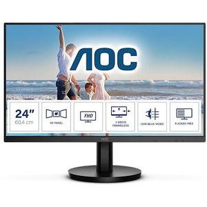 AOC 24B3HM - 24 inch Full HD-monitor, Adaptive Sync (1920 x 1080, 75Hz, VGA, HDMI 1.4) zwart