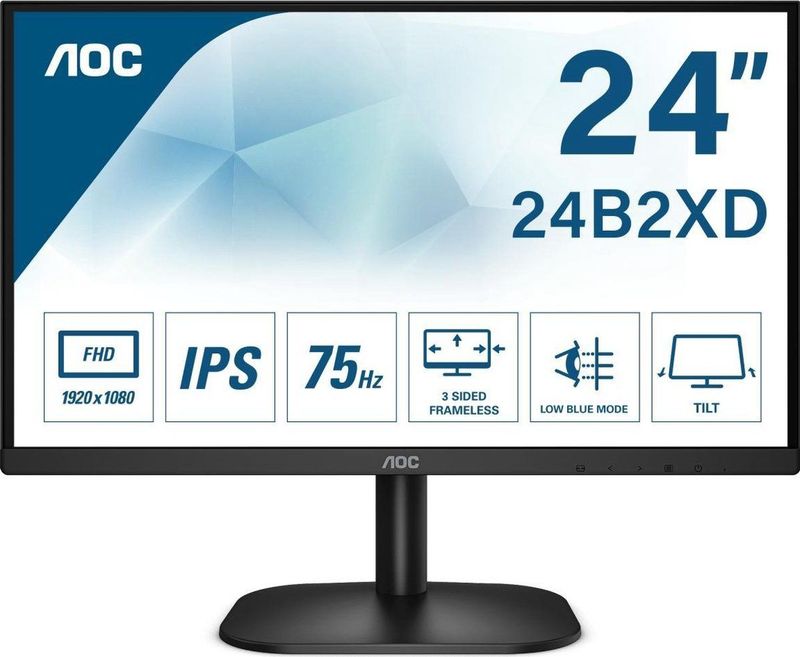 Aoc 24B2XD - 24 Inch Full HD Monitor - IPS Paneel - Randloos Ontwerp