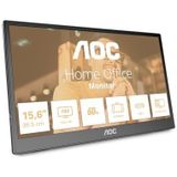 AOC 16T3EA 16 inch draagbare monitor (1920 x 1080, USB-C poort, multi-hoek ondersteuning) zwart-grijs