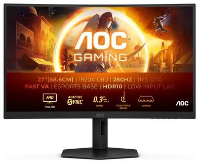 AOC - C27G4ZXU - Full HD Curved Monitor - Ergonomisch - 280Hz - 27 inch