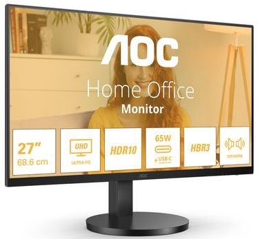 AOC - U27B3CF Monitor - 27 Inch - 3840 x 2160 Pixels - Zwart - LCD