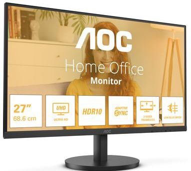 AOC - B3 U27B3M Computer Monitor - Zwart - 27-Inch UHD - 3840 x 2160 Pixels