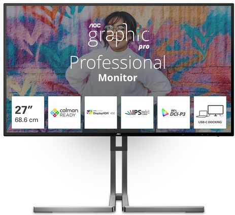 AOC - U27U3CV - Monitor - Zwart - 27" - 4K Ultra HD