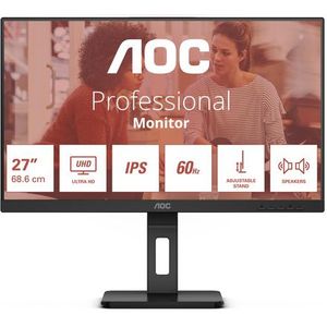 AOC - E3 U27E3UF - Monitor - Zwart - 27 Inch - 3840 x 2160 Pixels - 4K Ultra HD