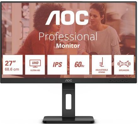 AOC - E3 U27E3UF - Monitor - Zwart - 27 Inch - 3840 x 2160 Pixels - 4K Ultra HD