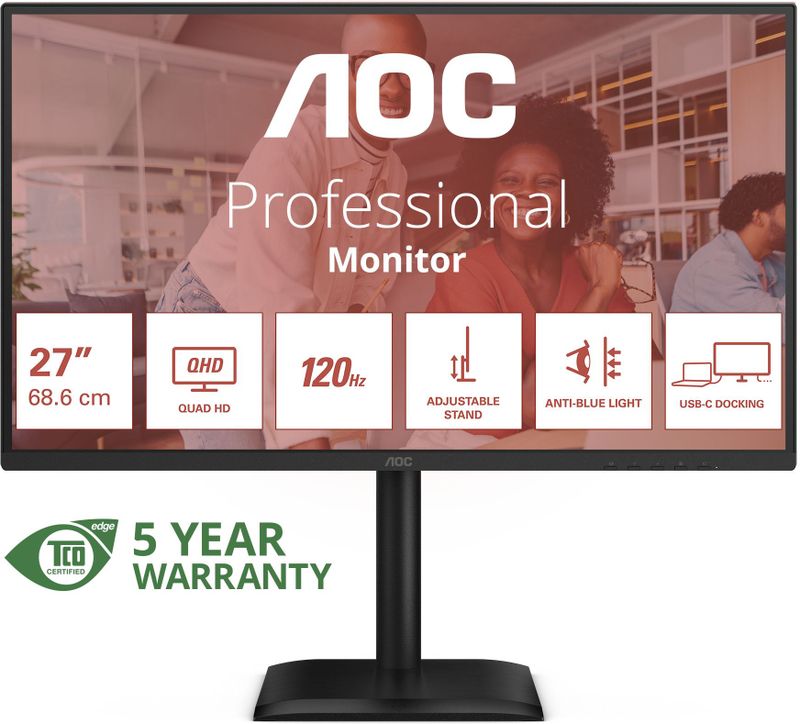AOC Q27E4CV - 27 inch - QHD Monitor - 2560 x 1440 pixels - IPS - 120 Hz