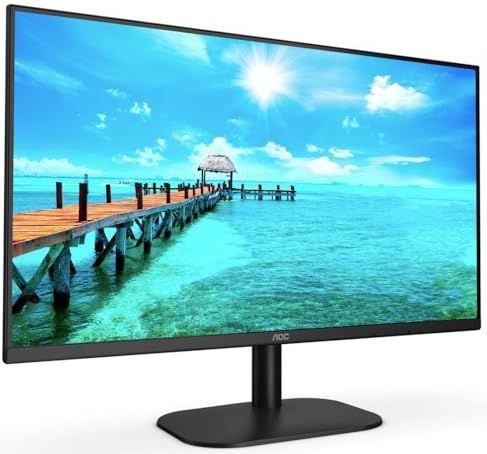 AOC 27B2AM - 27 inch FHD breedbeeld, 4 ms, VA frameloos, LowBlue-modus, flikkervrij, luidsprekers (1920 x 1080 @ 75 Hz, HDMI 1,4 x 1, VGA) zwart