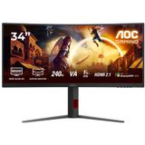 AOC G4 CU34G4Z computer monitor 86,4 cm (34") 3440 x 1440 Pixels Wide Quad HD LED Zwart, Rood