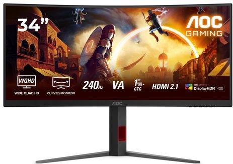 AOC G4 CU34G4Z computer monitor 86,4 cm (34") 3440 x 1440 Pixels Wide Quad HD LED Zwart, Rood