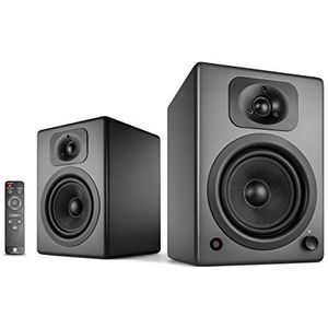 wavemaster TWO NEO stone gray – luidsprekersysteem (60 Watt) met Bluetooth streaming, digitale poorten en IR-afstandsbediening actieve boxen gebruik voor TV/tablet/smartphone, donkergrijs (66364)