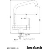 Keukenmengkraan herzbach design new 1-gats verstelbare uitloop chroom