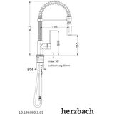 Keukenmengkraan herzbach design new 1-gats uittrekbare uitloop chroom