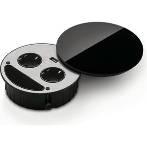 SMILE - Inbouw Contactdoos - Twister - Zwart Glas - 2 voudig stopcontact met USB