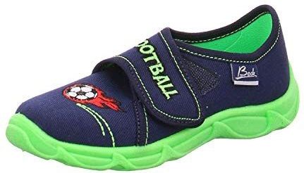 BECK - Huisschoenen 'Football' - Donkerblauw Lichtgroen Rood Zwart Wit - Pantoffels