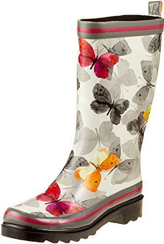 Beck Damen Gummistiefel Schmetterling Gummistiefel (wasserdicht, für trockene Füße bei Regenwetter) weicher flexibler Naturkautschuk, herausnehmbare Innensohle
