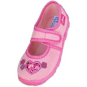 BECK - Huisschoenen - Pink - 'Einhorn' - Klittenbandsluiting - Profielzolen
