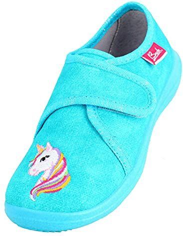 BECK - Huisschoenen - Azuur - Motiefprint - Velcro Sluiting