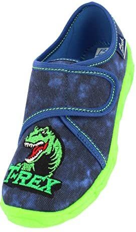 BECK - T-Rex - Huisschoenen - Donkerblauw - Neongroen - Rood - Wit