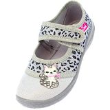 Beck - Miezekat - Meisjesschoenen - Grijs - Ademend Canvas - Antislip Klittenbandsluiting