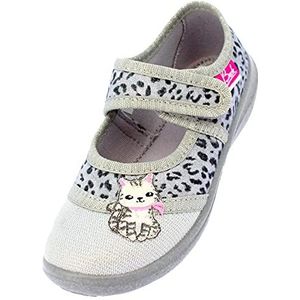 Beck - Miezekat - Meisjesschoenen - Grijs - Ademend Canvas - Antislip Klittenbandsluiting