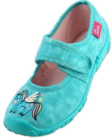 Beck Hausschuh Pegasus Hausschuh (Ballerina-Schuh mit weicher Innensohle, und hochwertiger Stickerei) atmungsaktive Baumwolle, mittlere Passform