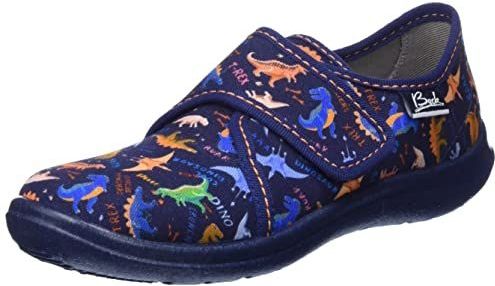BECK - Huisschoenen - Lichtblauw Donkerblauw Bruin Poederroze - Dinosaurier