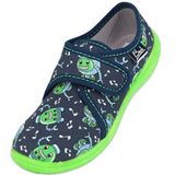 BECK - Huisschoenen - Navy - Robots - Velcro Sluiting