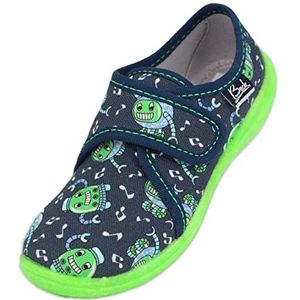 BECK - Huisschoenen - Navy - Robots - Velcro Sluiting