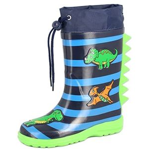 BECK - Dinoworld - Regenlaarzen - Navy - Lichtblauw - Lichtgroen