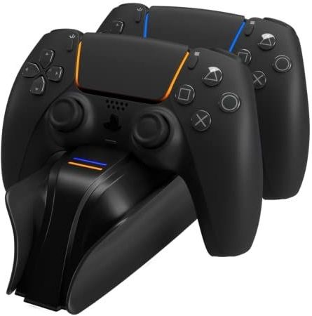 Snakebyte PS5 TWIN:CHARGE 5 - PlayStation 5 charging station for DualSense controller, charger kit for 2 wireless controllers including Type-C cable, LED charge status display, PS5 design, Black