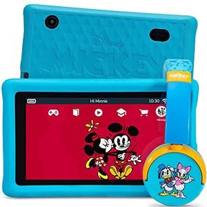 Pebble Gear Disney Mickey & Friends Bundle - 7 Inch Kids Tablet with Bumper & Headphones, Parental Control, Blue Light Filter, 500+ Games, Apps, E-Books, 85 dB Volume Limiter, Music Sharing Function