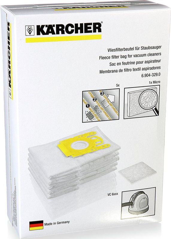 Karcher - Dtofzakken Vlies - 5 Stuks - Wit - Hoogwaardig Vliesmateriaal