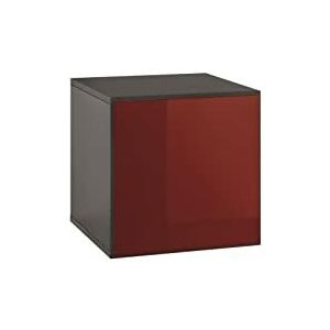 now! by hülsta Box, houtmateriaal, diamantgrijs/hoogglanslak granaatrood, 37,5 cm x 37,5 cm x 39,2 cm
