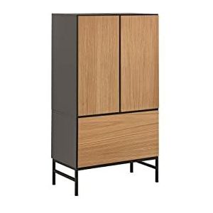 now! by hülsta Highboard, houtmateriaal, diamantgrijs/natuurlijk eiken, 132,5 cm x 75 cm x 39,2 cm