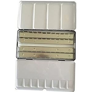 Jaxon Robuuste metalen lege aquarelbox 24 halve of 12 hele kommen met opvouwbare pallet en duimring