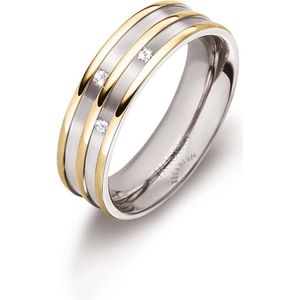 Boccia Titanium 0151-0248 Dames Ring - Trouwring - Sieraad - 0,015 crt - Goudkleurig/Grijs - Diamant - 6 mm breed - 6 mm lang