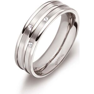 Boccia Titanium 0151-0153 Dames Ring - Trouwring - Sieraad - 0,015 crt - Zilverkleurig - Diamant - 6 mm breed - 6 mm lang