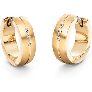 Boccia Titanium 0539-19 Dames Oorbellen - Oorringen - Sieraad - Goudkleurig - Diamant - 6 mm breed - 16 mm lang