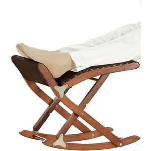 Beenschommel - Massief Hout - Gepolsterde Skai Bekleding - 48 x 33 cm