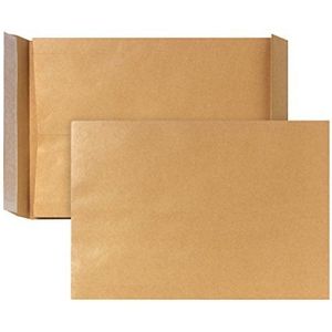 Bong 10 stuks C4 enveloppen met blokbodem en zijvouw verzendenveloppen van kraftpapier bruin, 324 x 229 x 40 mm, 130 g/m²