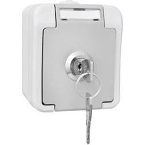 Peranova 103400 Pera Wandcontactdoos met randaarde afsluitbaar spatwaterdicht Lichtgrijs, Donkergrijs