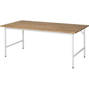 RAU Werktafel, in hoogte verstelbaar, hoogte 800 - 850 mm, blad van massief beukenhout, b x d = 2000 x 1000 mm, lichtgrijs