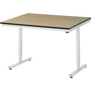 Werktafel, elektrisch in hoogte verstelbaar, kunststof gecoat plaatmateriaal, draagvermogen 150 kg RAU