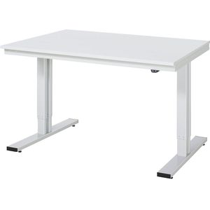 RAU Werktafel, elektrisch in hoogte verstelbaar, hoogte 720 - 1120 mm, blad van spaanplaat met MF-coating, b x d = 1250 x 1000 mm