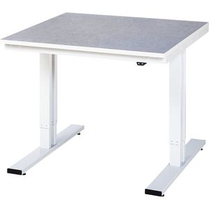 Werktafel, elektrisch in hoogte verstelbaar, linoleum toplaag, draagvermogen 300 kg RAU