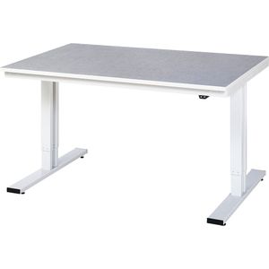 RAU Werktafel, elektrisch in hoogte verstelbaar, hoogte 720 - 1120 mm, linoleum bekleding, b x d = 1500 x 1000 mm