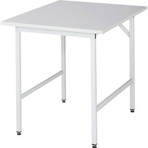 Rau ESD-werktafel Jerry, handmatig in hoogte verstelbaar, 28 mm spaanplaat met melamine coating, tot 300 kg, B 750 x D 800 x H 800-850 mm, lichtgrijs