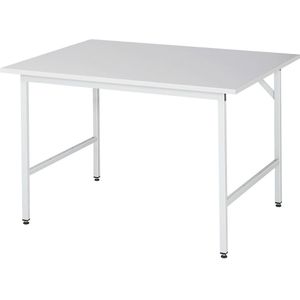 RAU Werktafel, in hoogte verstelbaar, hoogte 800 - 850 mm, blad van spaanplaat met MF-coating, b x d = 1250 x 1000 mm, lichtgrijs