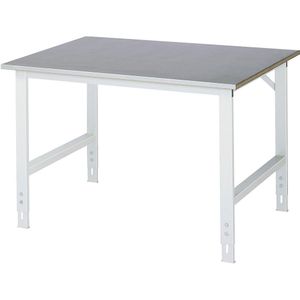 Werktafel, in hoogte verstelbaar, 760 - 1080 mm, plaatstalen toplaag RAU